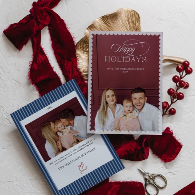 Convites Elegant Holiday Photo Card with Scalloped Border (Elegant Holiday Photo Card with Scalloped Border
)