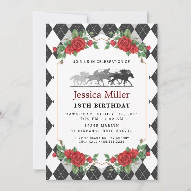 Convites Elegant Horse Birthday Invitation (Frente)