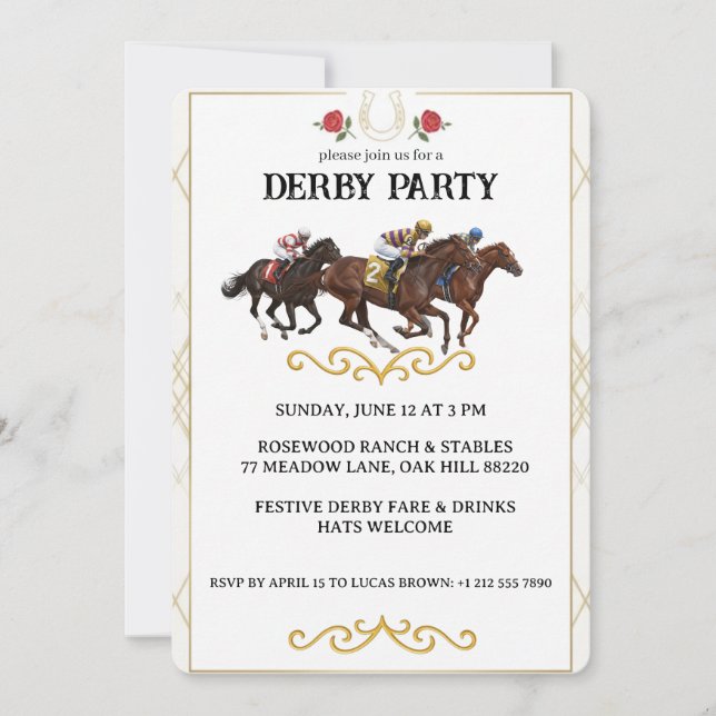 Convites Elegant Horse Derby Party Invitation (Frente)