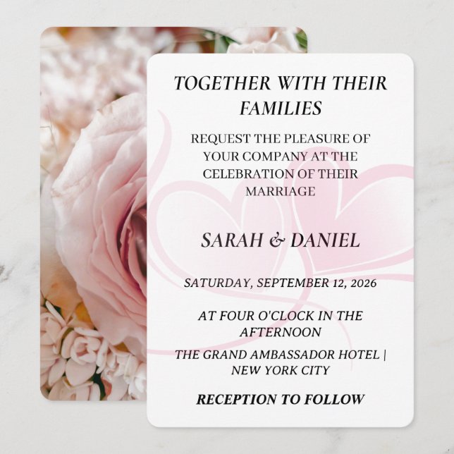Convites Elegant Interlocking Hearts Wedding Invitation | L (Frente/Verso)