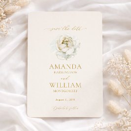 Convites Elegant Ivory Floral Save the Date Card