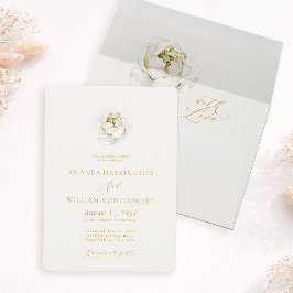 Convites Elegant Ivory Floral Wedding Invitation