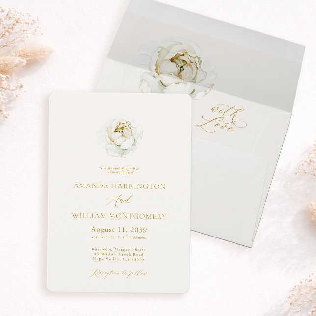 Convites Elegant Ivory Floral Wedding Invitation (Criador carregado)