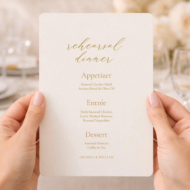 Convites Elegant Ivory Rehearsal Dinner Menu Card (Criador carregado)