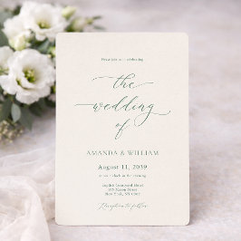 Convites Elegant Ivory & Sage Wedding Invitation 
