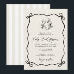 Convites Elegant Ivory Stripe Coquette Bow Wedding<br><div class="desc">This elegant ivory stripe coquette bow design pairs hand-drawn wedding art with a fun coquette bow border. Front side is solid color and the back is a fun stripe. Perfect for vibrant,  stylish weddings with a playful,  contemporary feel. Contact me with your customization requests,  I'd love to help.</div>