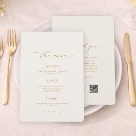 Convites   Elegant Ivory Wedding Menu & Thank You Card