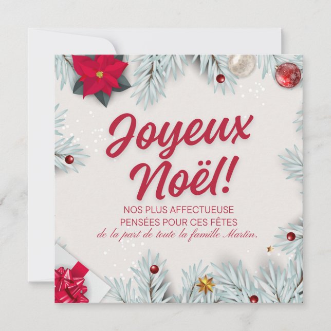 Convites Elegant Joyeux Noël Christmas Card Invitation (Frente)