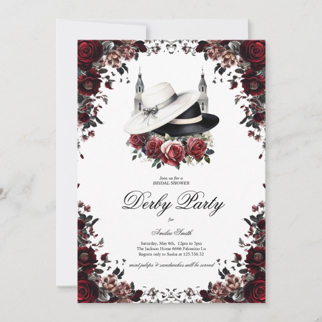 Convites Elegant Kentucky Derby Bridal Shower Invitation Fl (Frente)