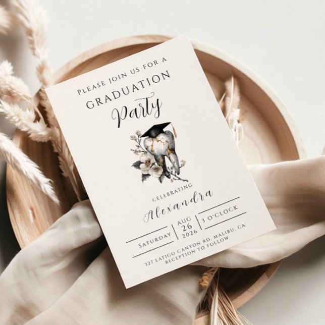Convites Elegant Kintsugi Floral Dental Graduation (Criador carregado)