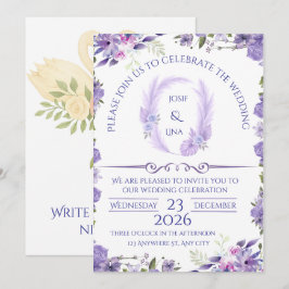 Convites Elegant Lavender Floral Wedding Invitation
