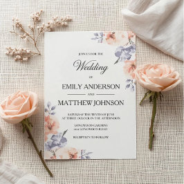 Convites Elegant Lavender Watercolor Wedding Invitation