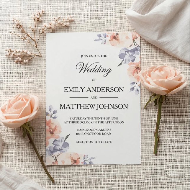 Convites Elegant Lavender Watercolor Wedding Invitation (Criador carregado)