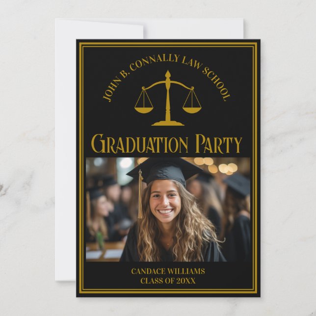 Convites Elegant Law School Graduation Photo Party (Frente)
