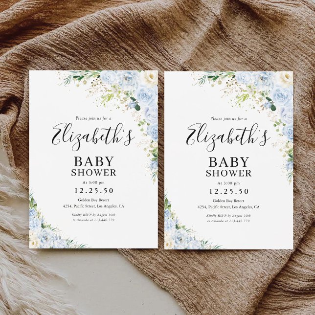 Convites Elegant Light Blue Baby Shower Invitation (Criador carregado)