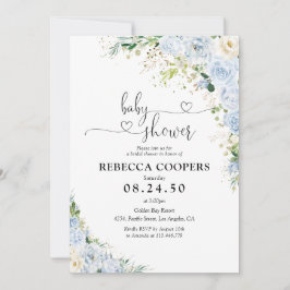 Convites Elegant Light Blue Baby Shower Invitation