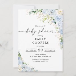 Convites Elegant Light Blue Baby Shower Invitation