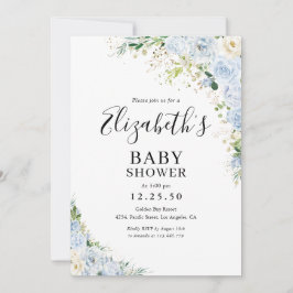 Convites Elegant Light Blue Baby Shower Invitation