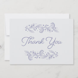 Convites Elegant Light Blue Floral Vines Thank You Card