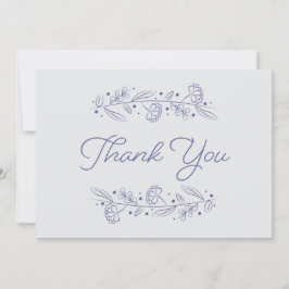 Convites Elegant Light Blue Floral Vines Thank You Card