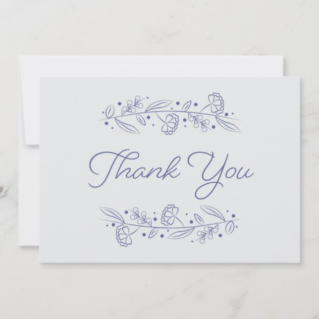Convites Elegant Light Blue Floral Vines Thank You Card (Frente)