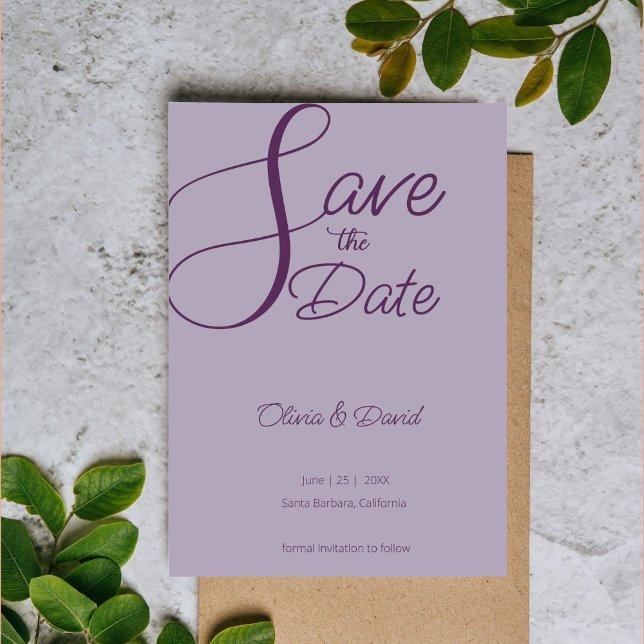 Convites Elegant lilac Save the Date (Criador carregado)