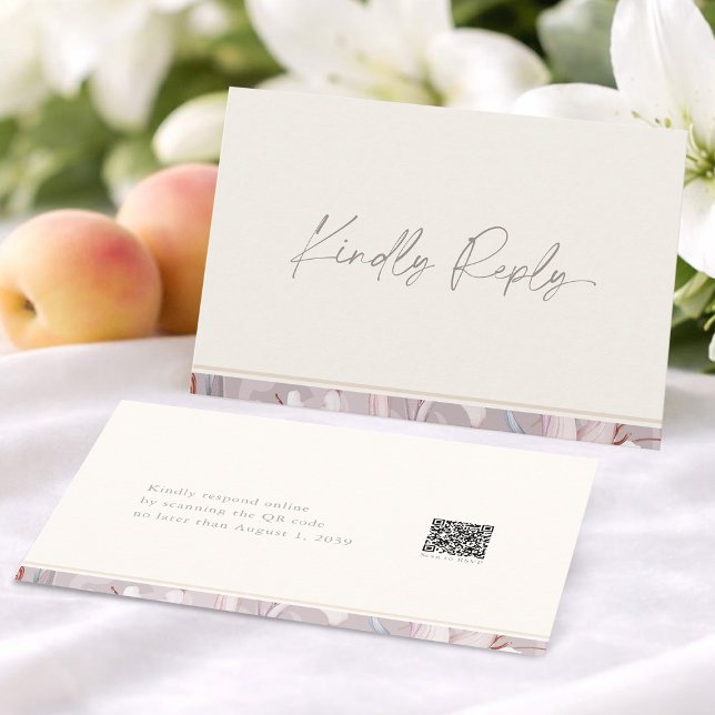 Convites Elegant Lily Wedding RSVP Card with QR Code (Criador carregado)