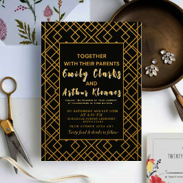 Convites Elegant Luxury Golden Ornament Wedding Invitation