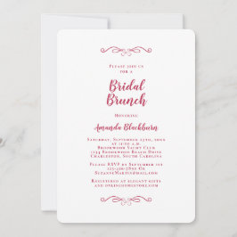 Convites Elegant Magenta Red Calligraphy Bridal Brunch