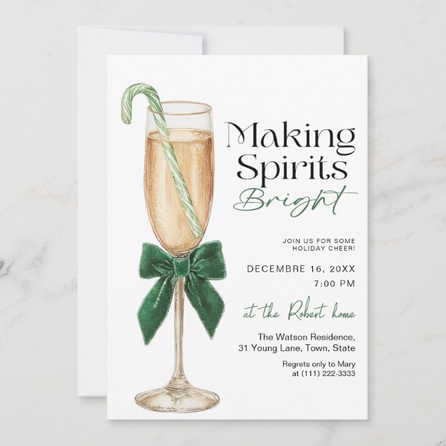 Convites Elegant Making Spirits Bright Holiday party (Frente)