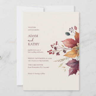 Convites Elegant Maple Leaf Fall Wedding Invitation