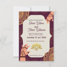 Convites Elegant Maroon and Gold Wedding Invitation