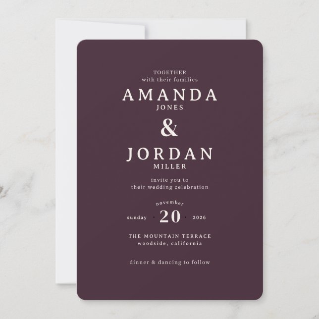 Convites Elegant Maroon Calligraphy Wedding Invitation (Frente)