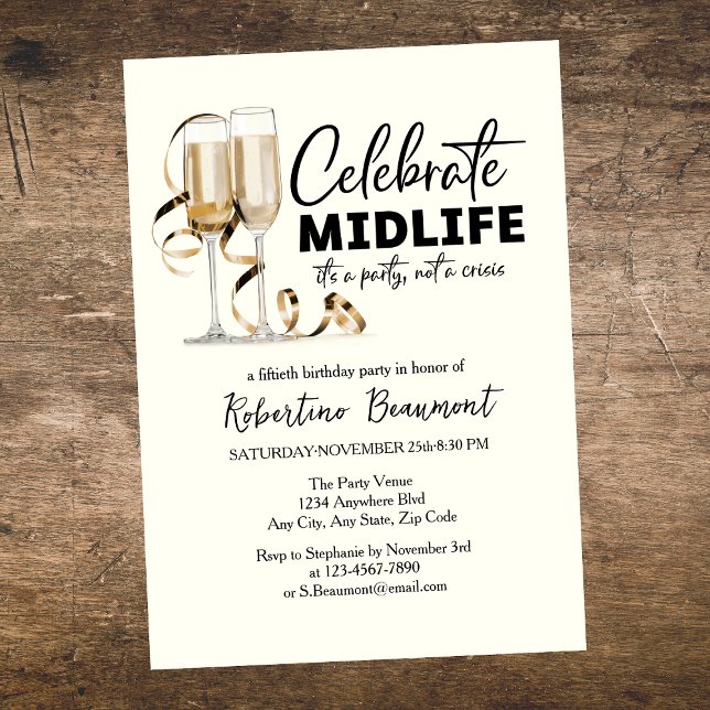 Convites Elegant Midlife Celebration Glasses 50th Birthday (Criador carregado)