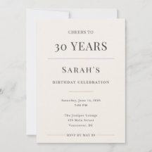 Elegant Minimal 30th Birthday Celebration