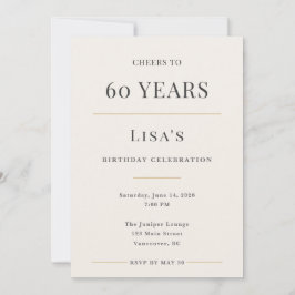 Convites Elegant Minimal 60th Birthday Celebration