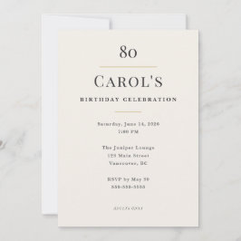 Convites Elegant Minimal 80th Birthday Celebration