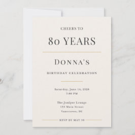 Convites Elegant Minimal 80th Birthday Celebration