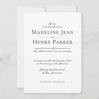Convites Elegant Minimal Black White Photo Wedding