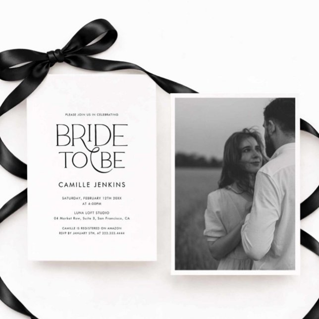 Convites Elegant Minimal Bridal Shower Photo Invitation (Modern Elegant Bride to Be Photo Invitation)