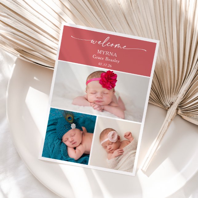 Convites Elegant Minimal Chic Photo Baby Announcement Card (Criador carregado)