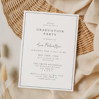 Convites Elegant Minimal Graduation Party