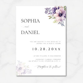 Convites Elegant Minimal Lavender Floral Wedding Invitation