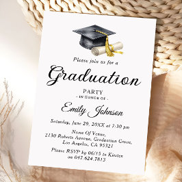 Convites Elegant Minimal Minimalist Graduation