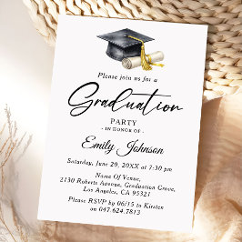 Convites Elegant Minimal Minimalist Graduation