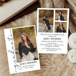 Convites Elegant Minimal Minimalist Graduation Invitation