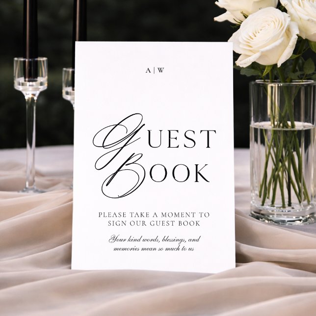 Convites Elegant Minimal Wedding Guest Book Sign (Criador carregado)