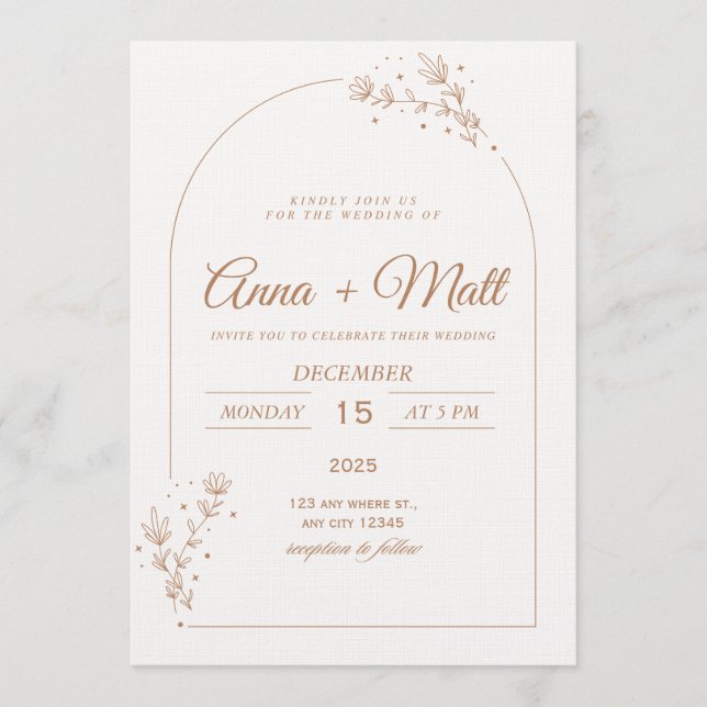Convites Elegant Minimal Wedding Invitation  (Frente)