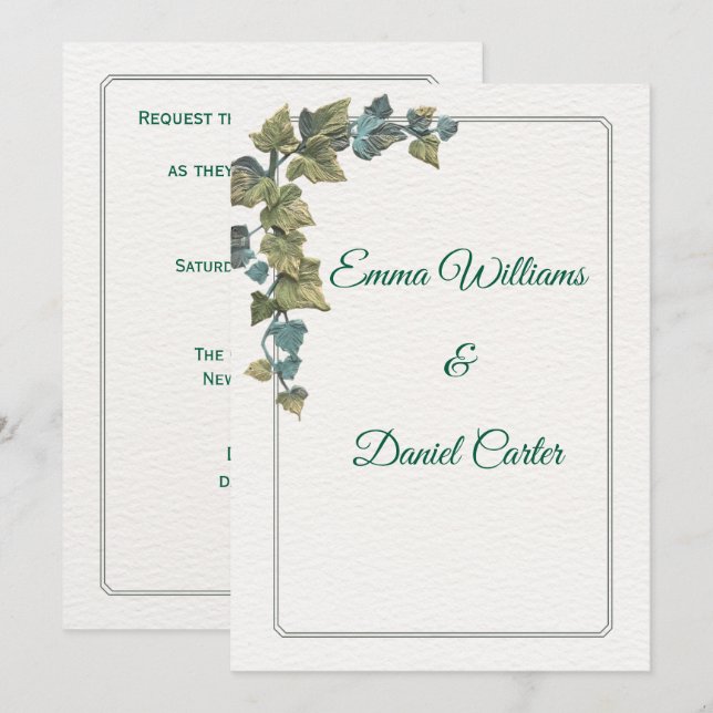 Convites Elegant Minimal Wedding Invitation – Customizable  (Frente/Verso)