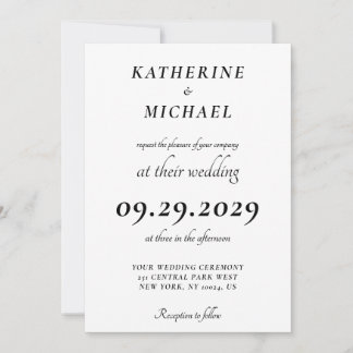 Convites Elegant Minimal White Wedding Invitations